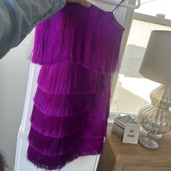 $495 FUCHSIA Milly Nuoir Metallic Fringe Dress - Picture 2 of 6